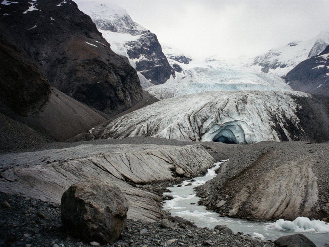 The snout of the Manas Glacier in the Talas Alatau
